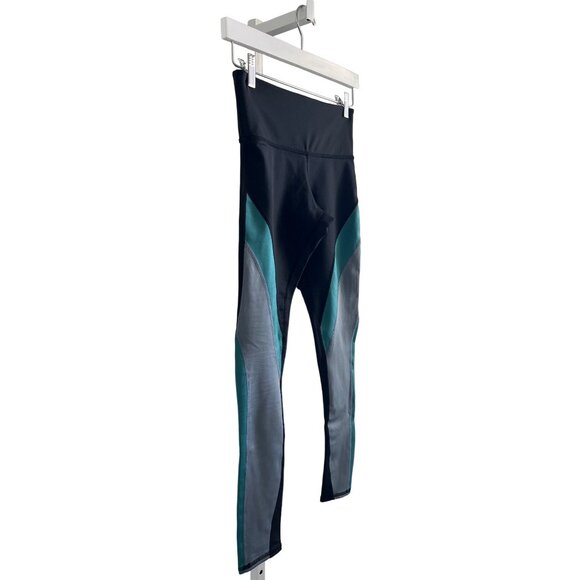 Noli Contrast Print Leggings Black With Teal & Grey Panels - Picture 3 of 4